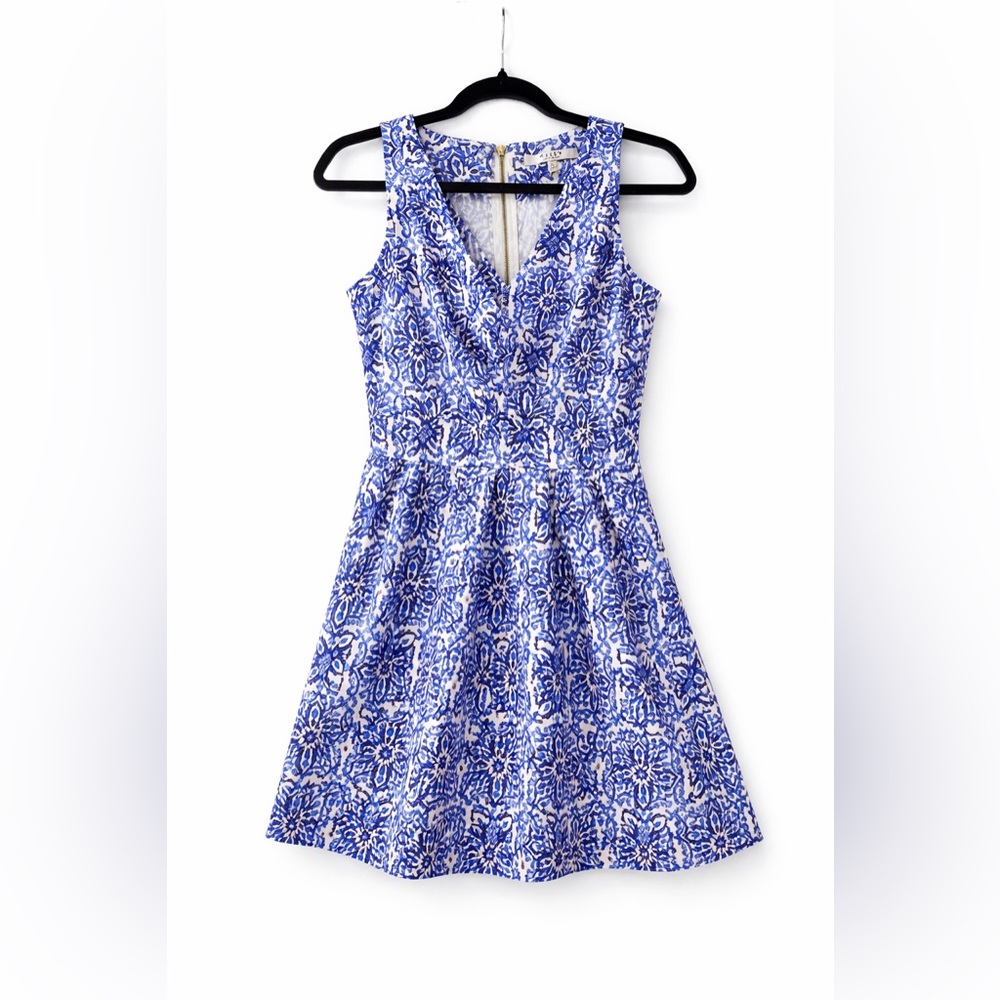 Milly Blue White Mediterranean Tile Fit Flare Dress Size 2 - Picture 5 of 6